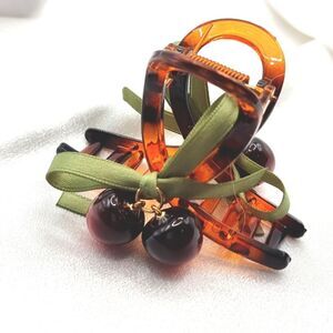 New ANTHRO Cherry drop bow hair claw clip